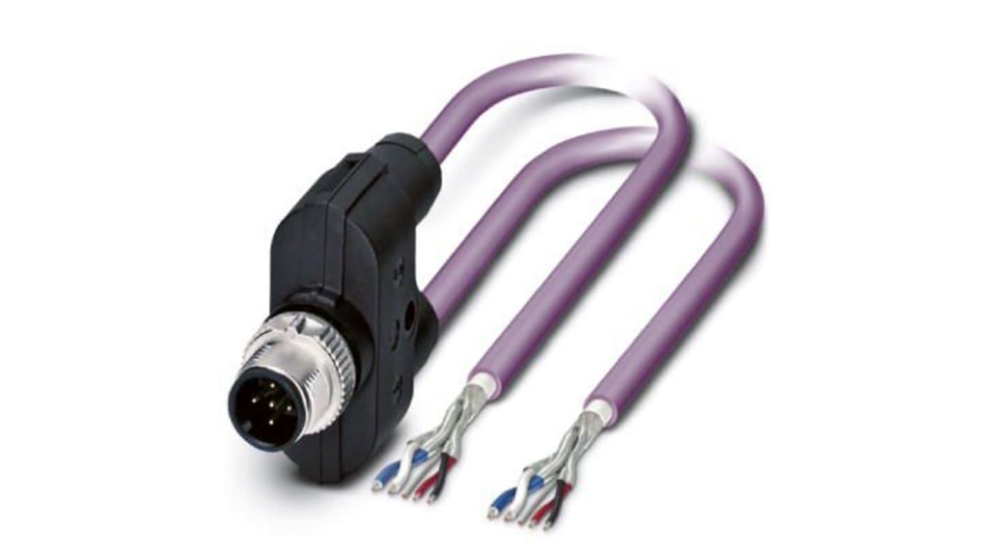 Phoenix Contact Straight Male M12 to Bus Cable, 5m