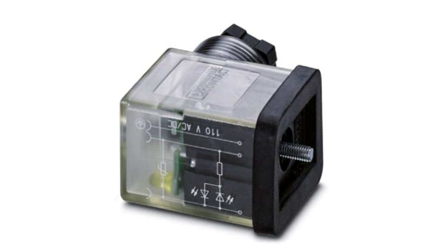 Phoenix Contact 3P, Female Solenoid Valve Connector,  with Indicator Light, 110 V ac Voltage