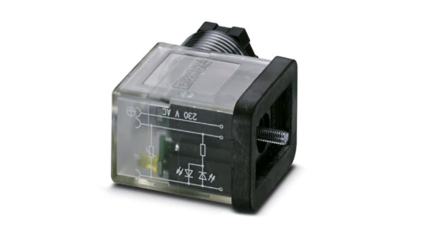 Phoenix Contact 3P, Plug Solenoid Valve Connector,  with Indicator Light, 230 V ac Voltage