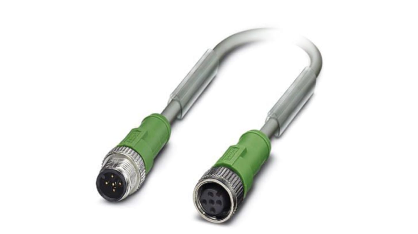 Phoenix Contact Straight Male M12 to Straight Female M12 Sensor Actuator Cable, 300mm