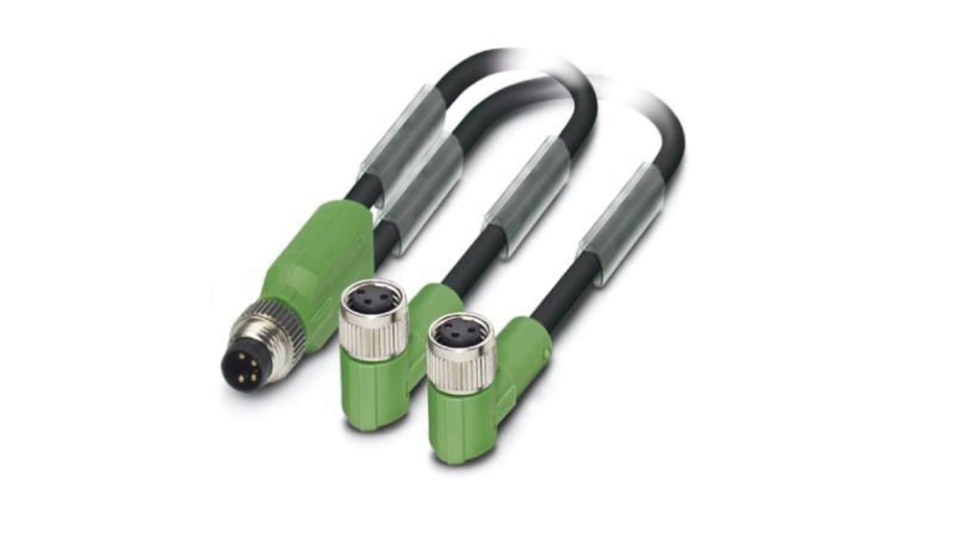 Phoenix Contact Straight Male M8 to Female M8 Sensor Actuator Cable, 300mm