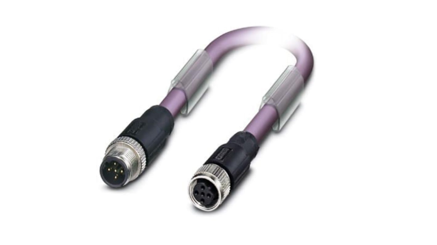 Phoenix Contact Straight Male M12 to Female M12 Bus Cable, 15m