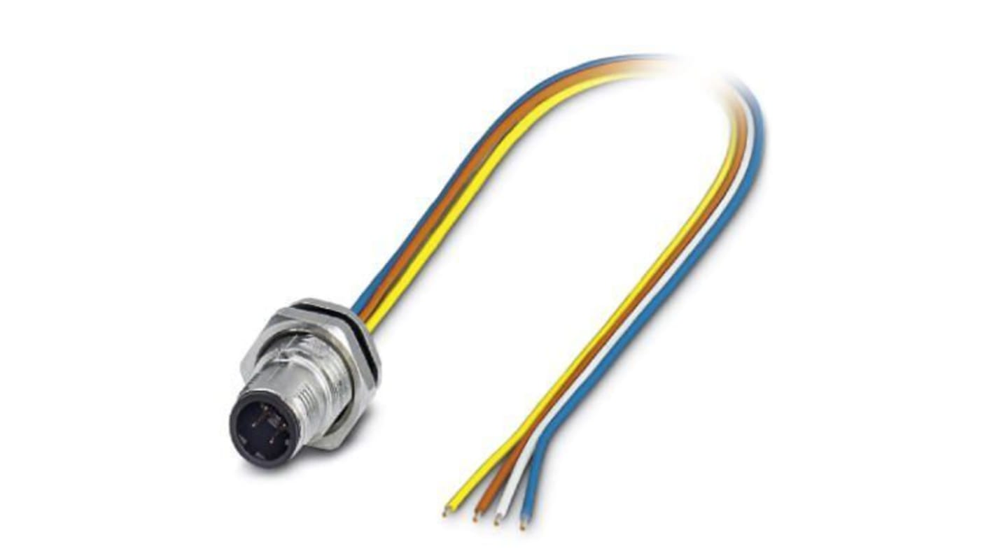 Phoenix Contact Straight Male 4 way M12 to Unterminated Actuator/Sensor Cable, 100mm