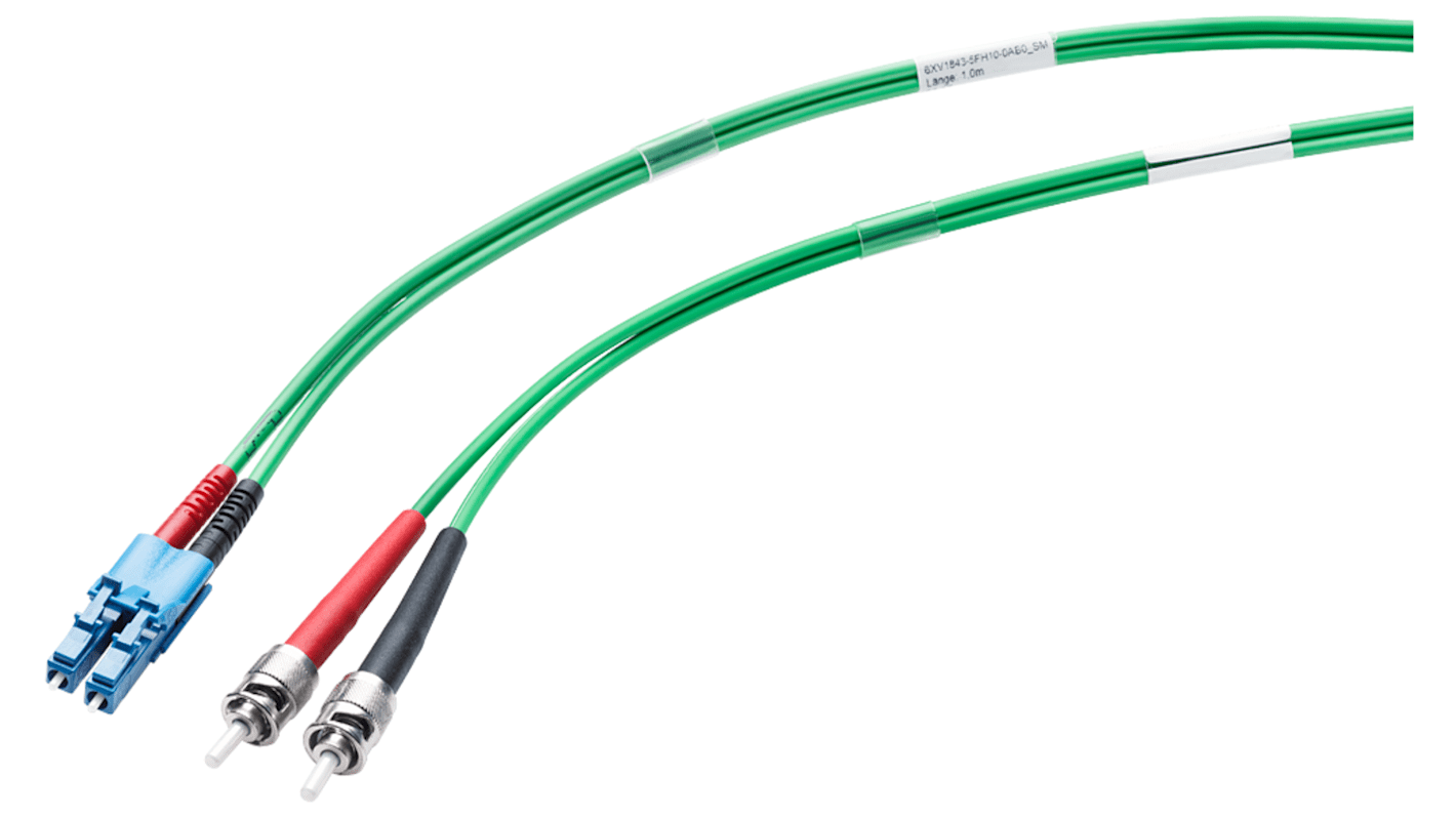 Siemens to ST Duplex Fibre Optic Cable, 50μm, Green, 1m