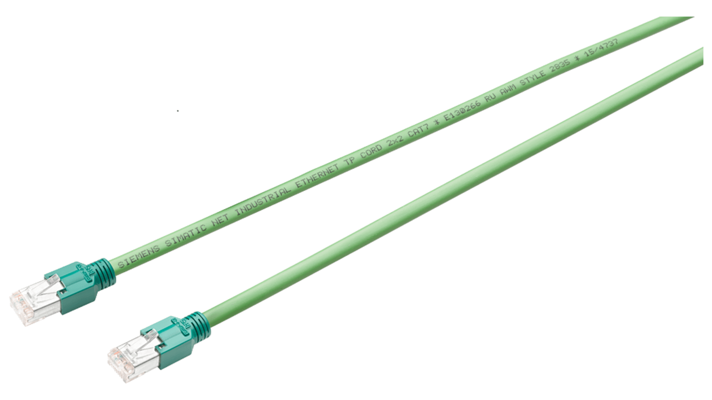 Cable Ethernet Cat5 Cobre trenzado, Lámina de aluminio laminado con plástico Siemens de color Verde, long. 6m, funda de