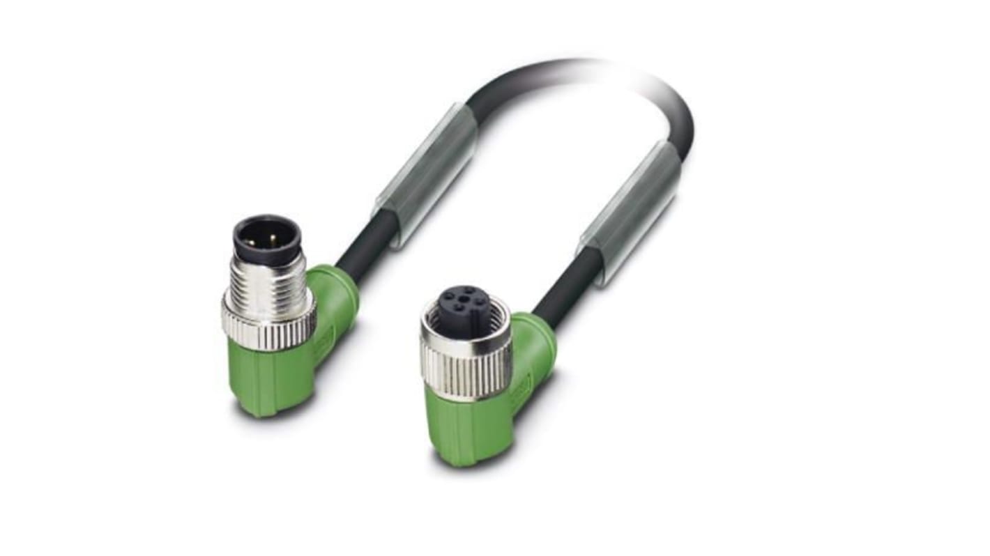 Phoenix Contact Male M12 to Right Angle Female M12 Sensor Actuator Cable, 300mm