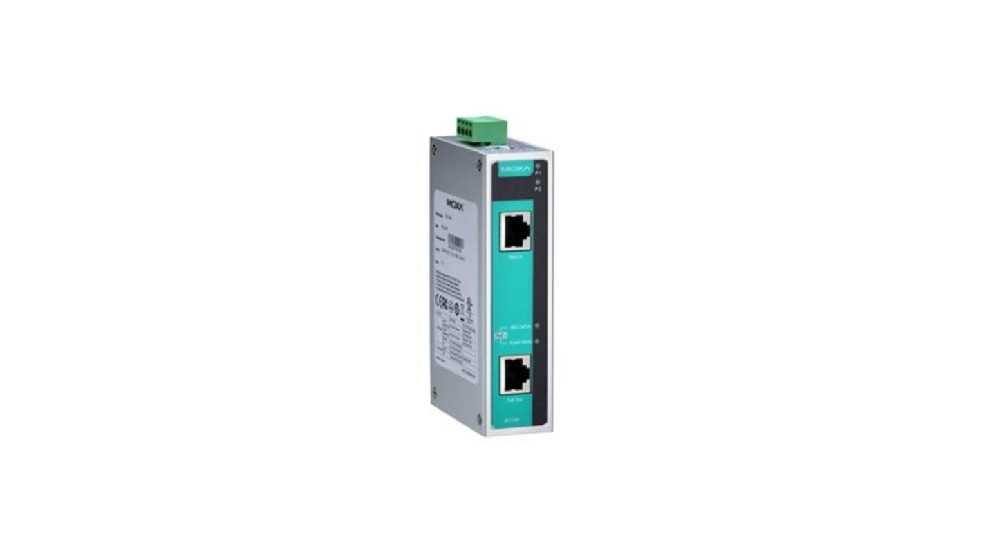 MOXA 10/100/1000BaseT(X), RJ45 connector ports PoE injektor, Udgangsstrøm: 1.42A, Indgang: 48V dc, Udgang: 22-57V dc,