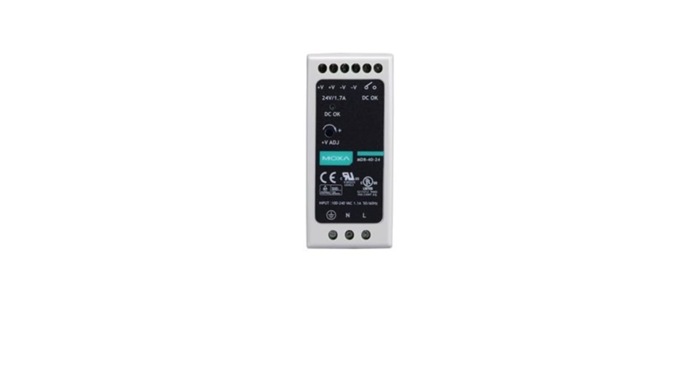 MOXA MDR Power Supply Switched Mode DIN Rail Power Supply, 85 → 264 V ac / 120 → 370V dc ac, dc Input,
