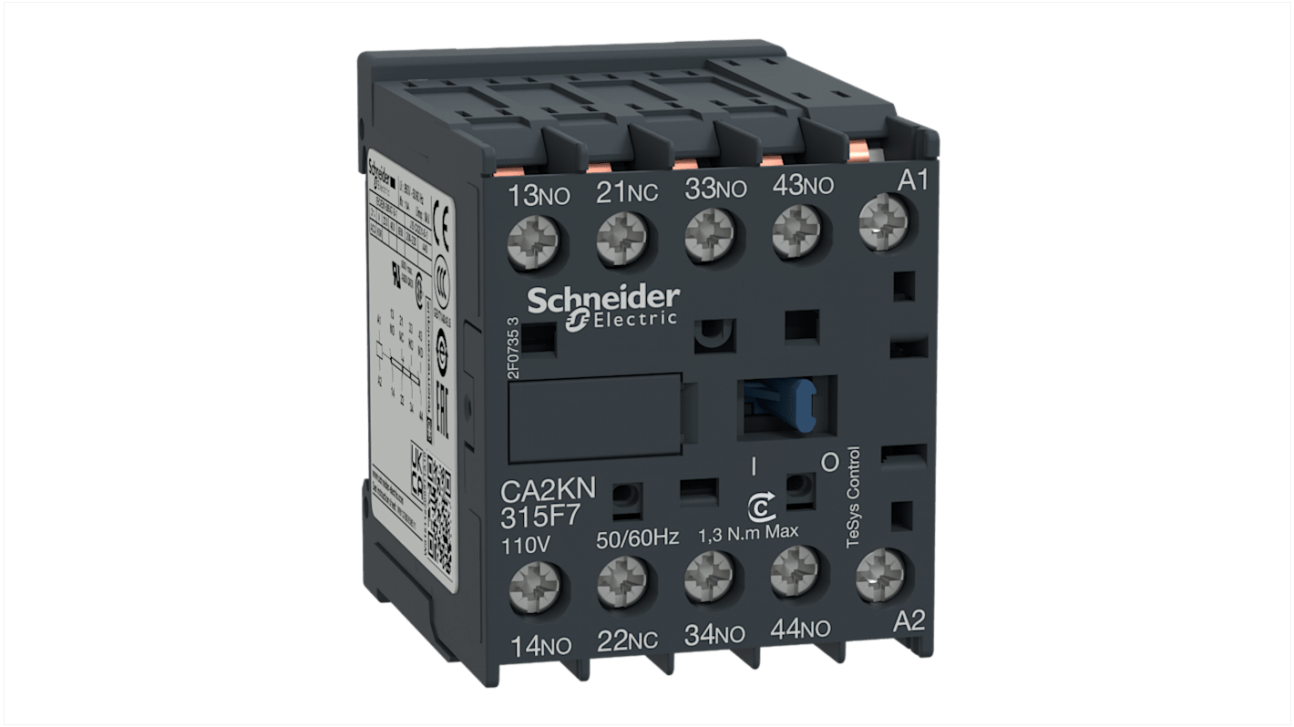 Schneider Electric Control Relay 1 NO + 1 NC, 10 A Contact Rating, 110 V, TeSys