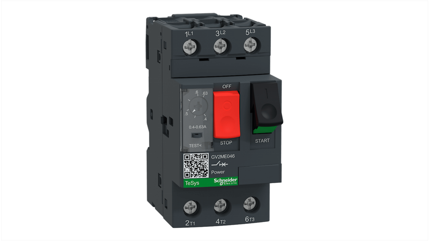 Schneider Electric TeSys GV2ME Motorschutzschalter, 0,4 → 0,63 A 690 V 89mm x 44.5mm