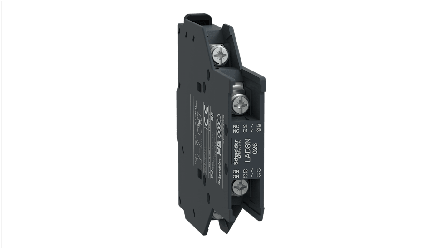 Schneider Electric Auxiliary Contact Block, 2 Contact, 2NC, Front Mount, TeSys LADN