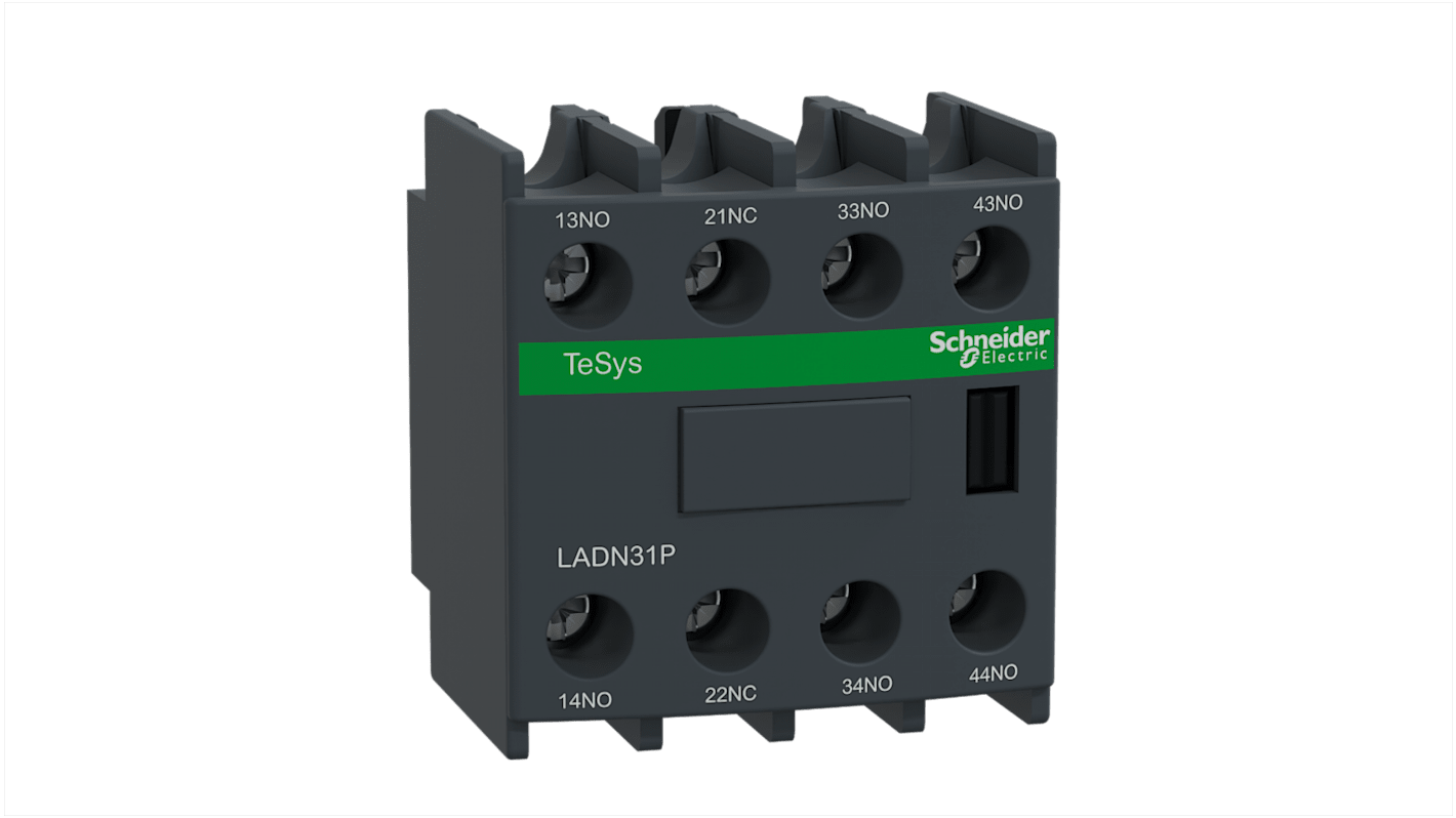 Schneider Electric Auxiliary Contact Block, 4 Contact, 3NO + 1NC, Front Mount, TeSys LADN