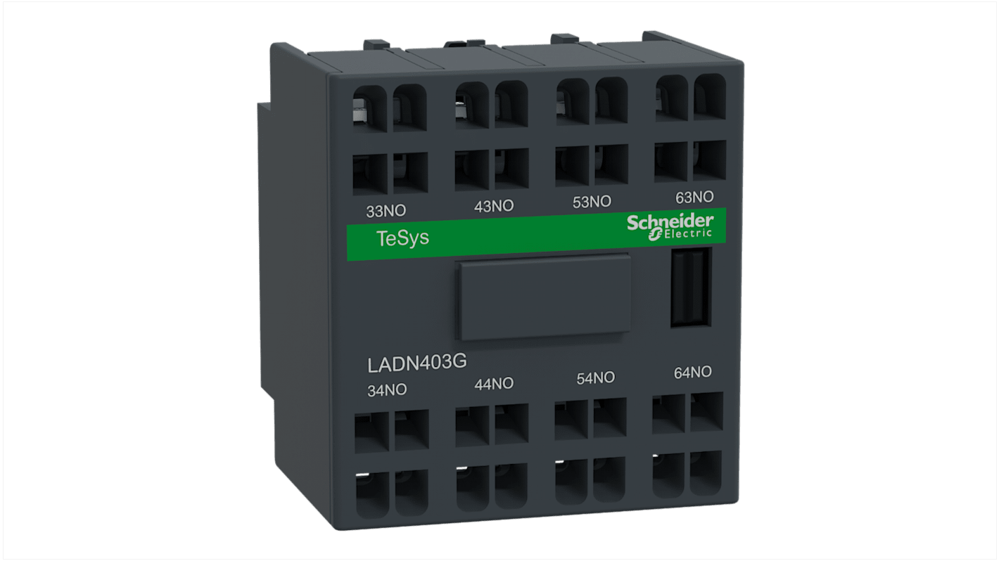 Schneider Electric Auxiliary Contact Block, 4 Contact, 4NO, Front Mount, TeSys LADN
