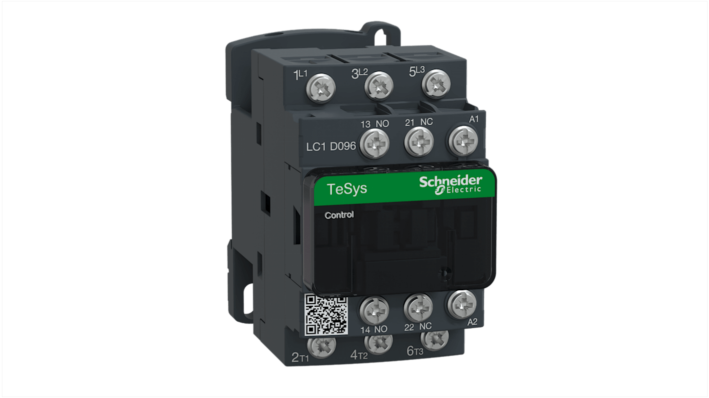 Schneider Electric TeSys D LC1D Contactor, 120 V Coil, 3-Pole, 9 A, 1 NO + 1 NC