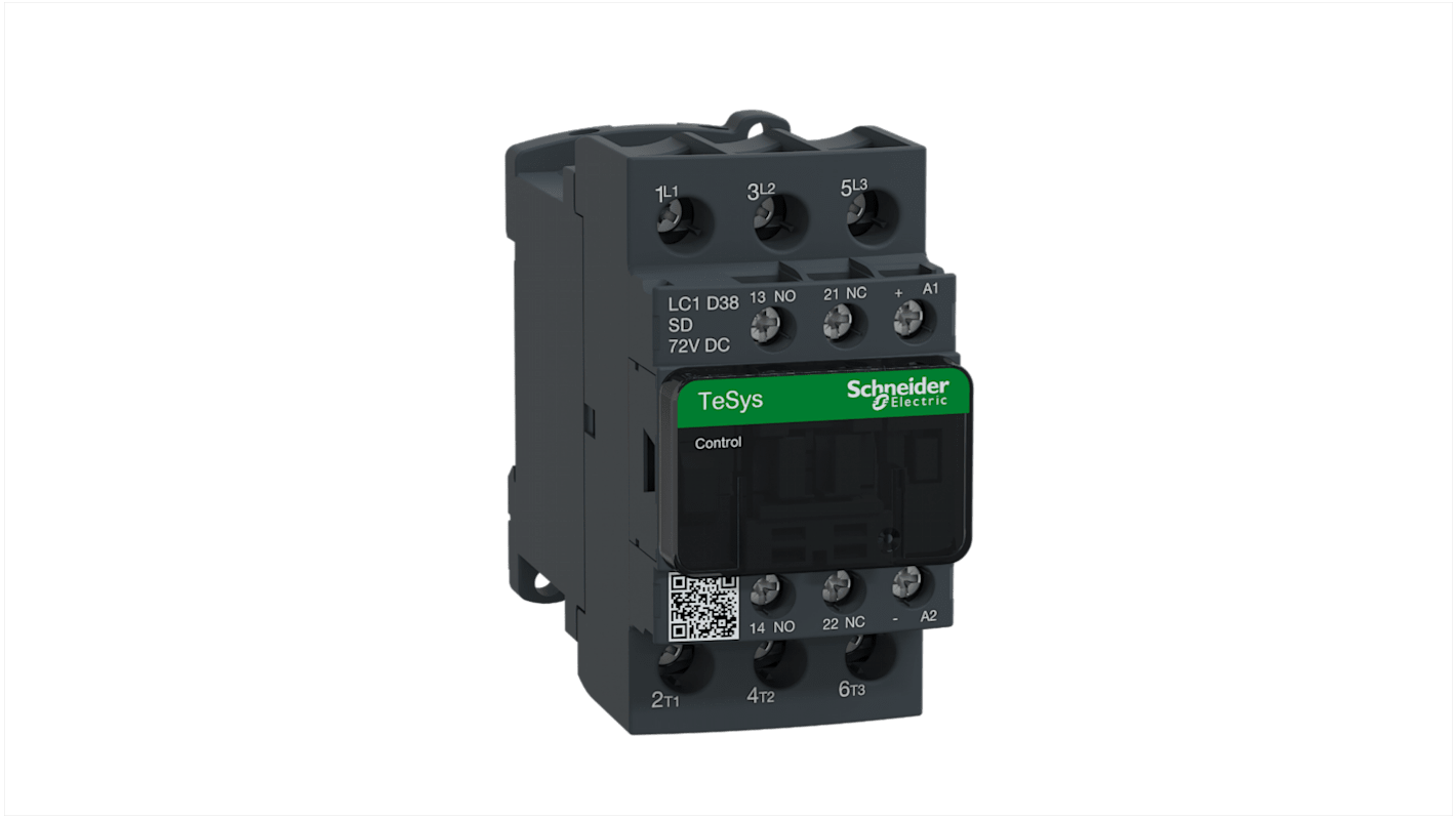 Schneider Electric TeSys D LC1D Contactor, 3-Pole, 38 A, 1 NO + 1 NC