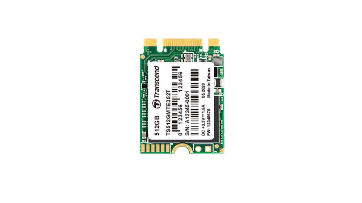 Transcend MTE352T, M.2 2230 Intern Interne Festplatte PCIe NVMe Gen 3.0 x 2 Industrieausführung, 3D, 256 GB, Intern,