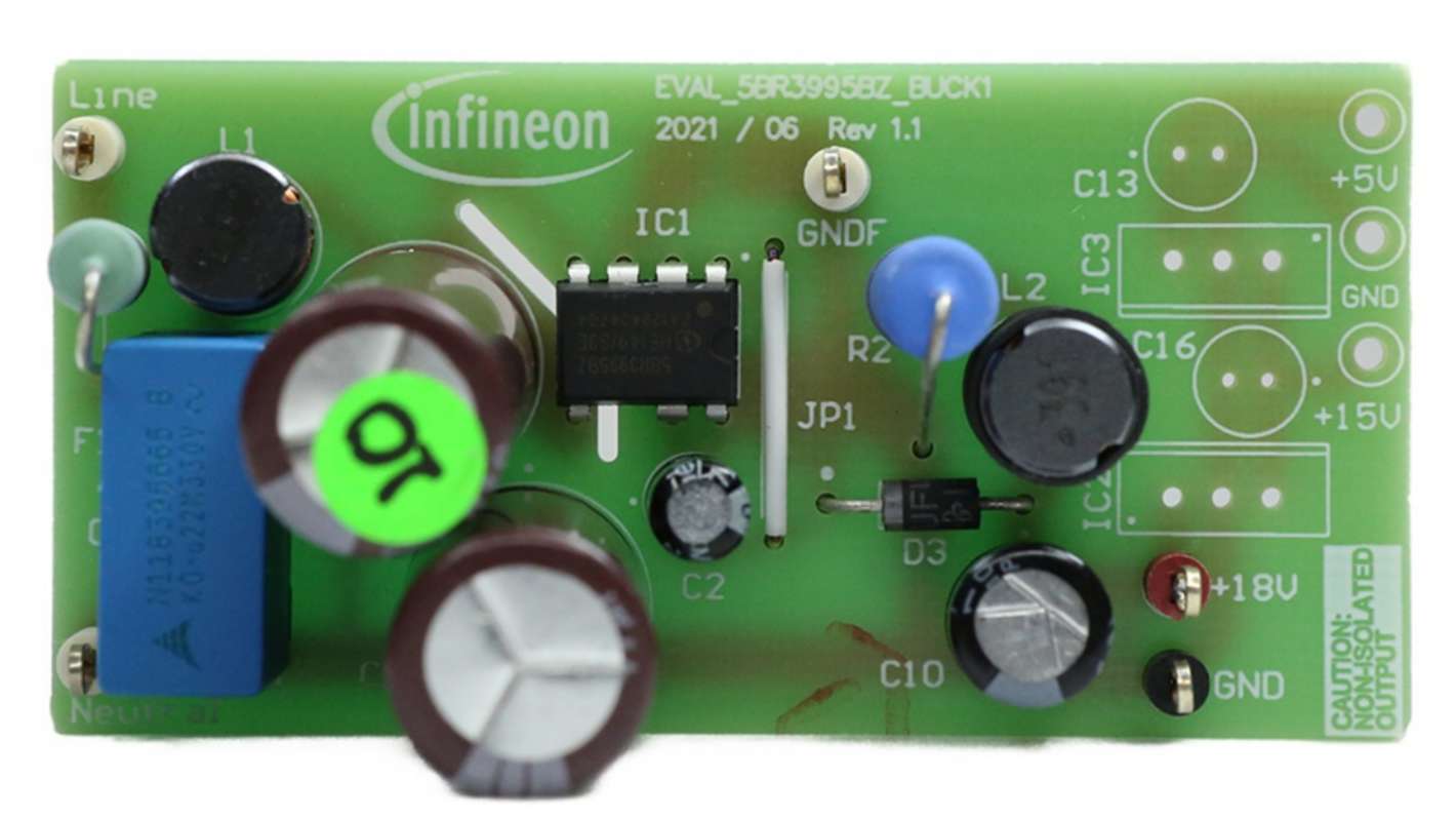 インフィニオン 降圧コンバータ評価ボード, 開発キット, バックコンバータ, 補助電源、産業用ドライブ 用, EVAL5BR3995BZBUCK1TOBO1
