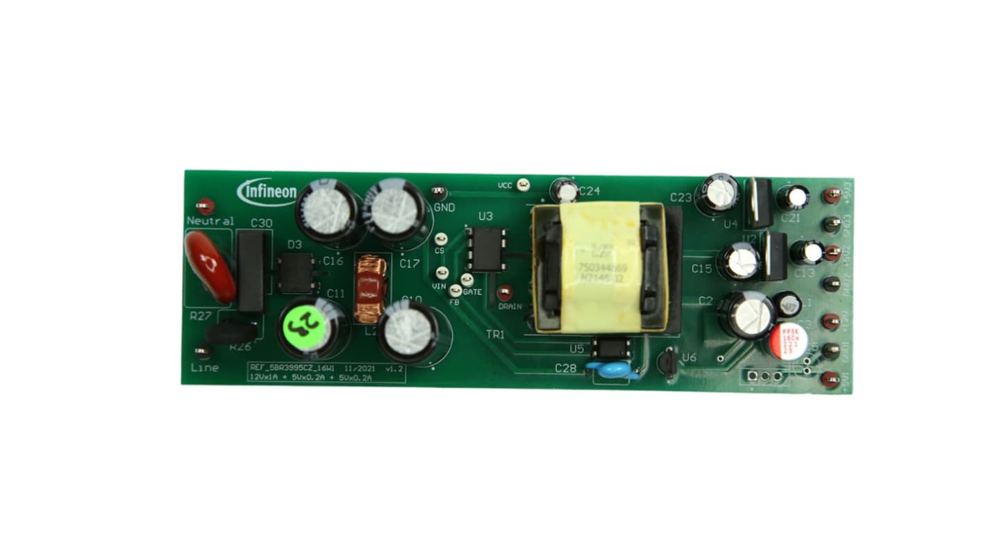 インフィニオン 評価ボード, 開発キット, フライバックコンバータ, 補助電源、産業用ドライブ 用, REF5BR3995CZ16W1TOBO1
