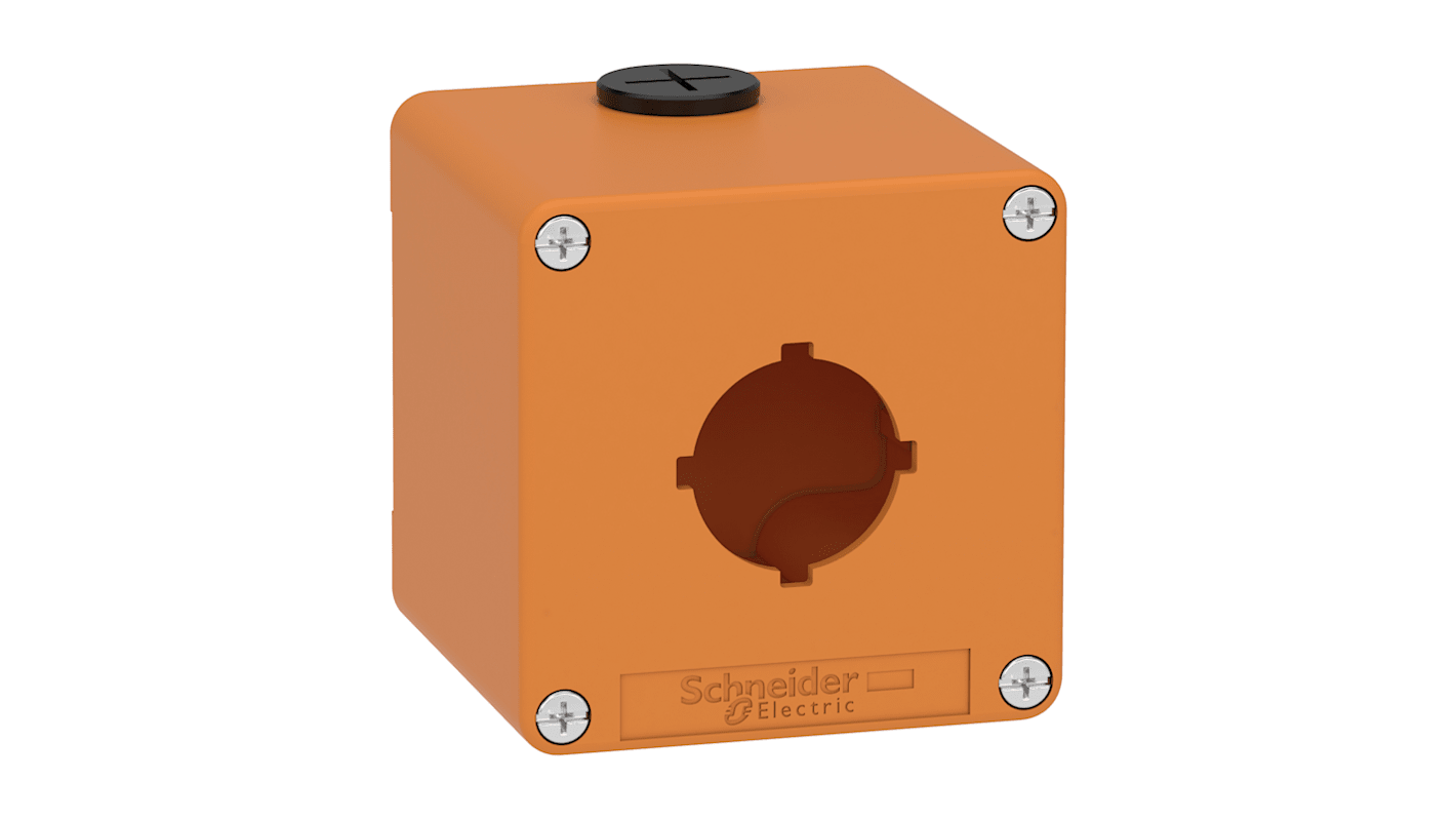 Schneider Electric Orange Die Cast Zinc XAPO Empty Control Station - 1 Hole 30mm Diameter