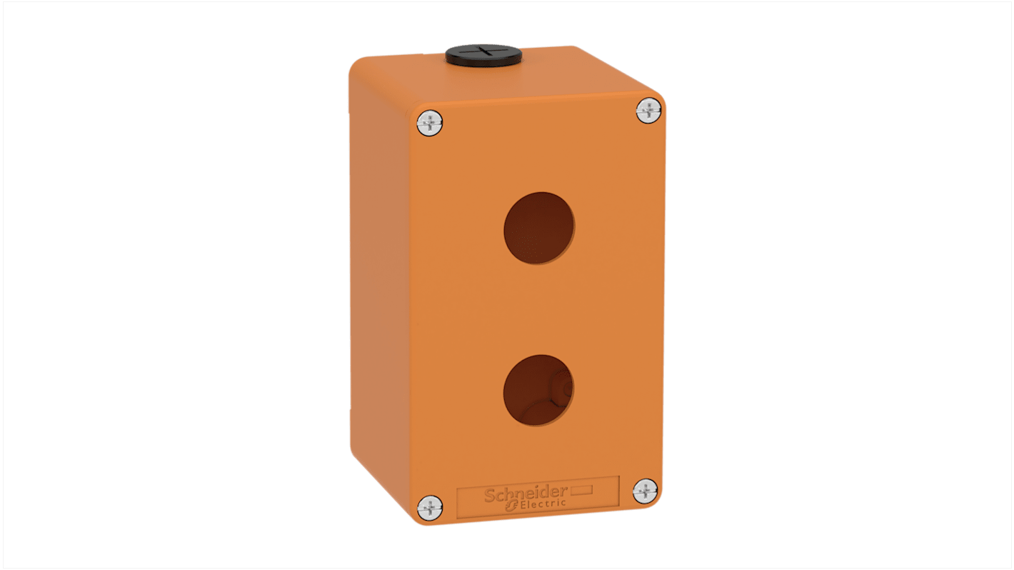 Schneider Electric Orange Die Cast Zinc XAPO Empty Control Station - 2 Hole 22mm Diameter