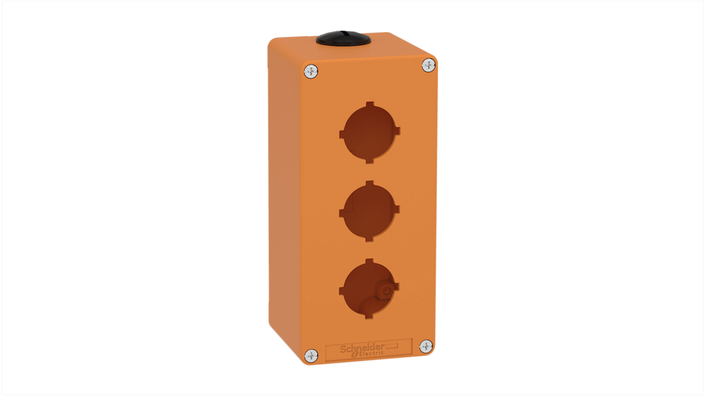 Schneider Electric Orange Die Cast Zinc XAPO Empty Control Station - 3 Hole 30mm Diameter