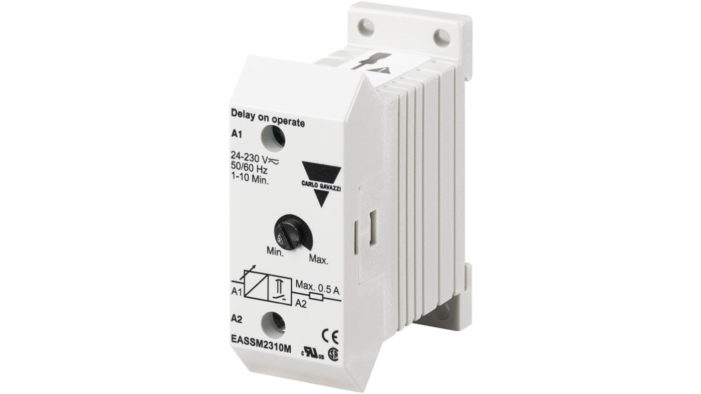 Timer Relay Carlo Gavazzi, intervallo 1 → 10min, 2 poli, SPST, Guida DIN