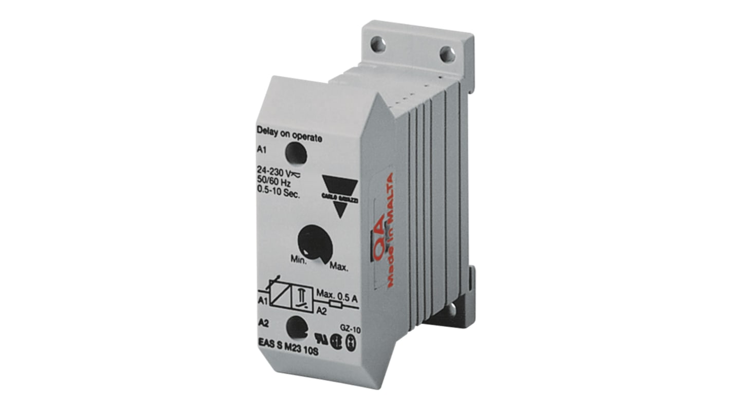Timer Relay Carlo Gavazzi, intervallo 0.5 → 10s, 2 poli, SPST, Guida DIN