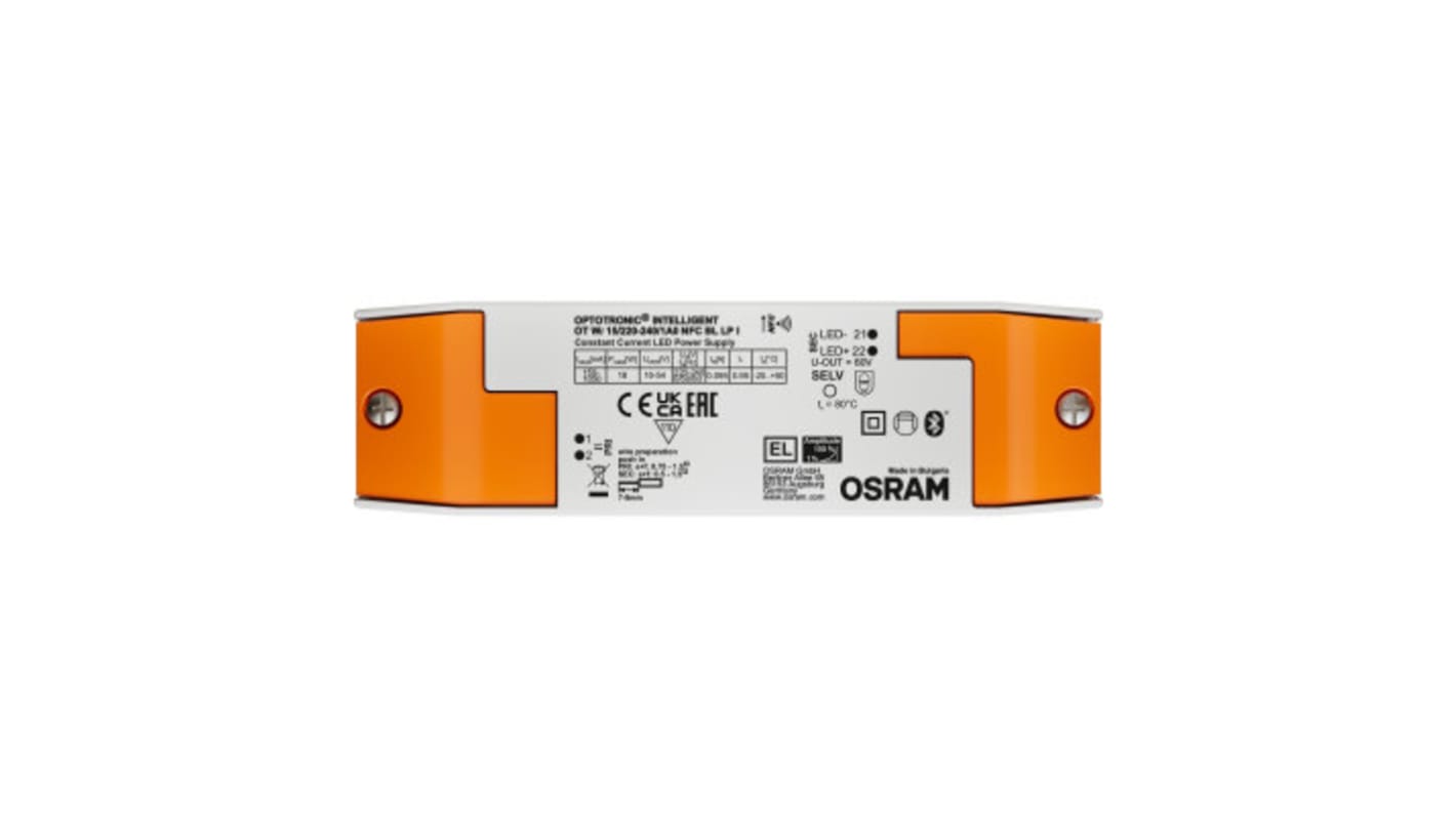 Driver LED corriente constante Osram, IN: 220 →240 V, OUT: 10 → 54V, 150 → 1050mA, 18W, regulable