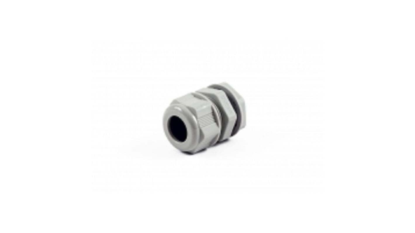 Hammond 1427NCG Series Grey Nylon Cable Gland, M20 Thread, 10mm min., 14mm max., IP68