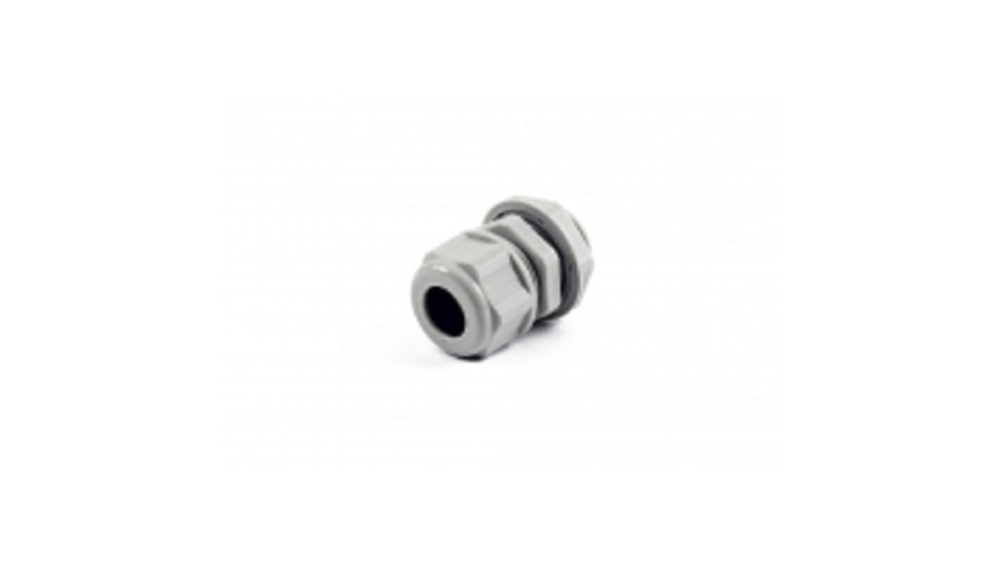 Hammond 1427NCG Series Grey Nylon Cable Gland, PG13.5 Thread, 6mm min., 12mm max., IP68