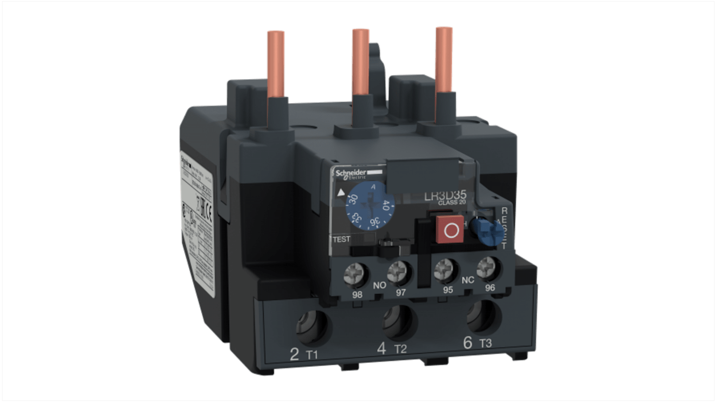 Schneider Electric Thermal Overload Relay 1 NO + 1 NC, 30 → 40 A F.L.C, 5 A Contact Rating, TeSys