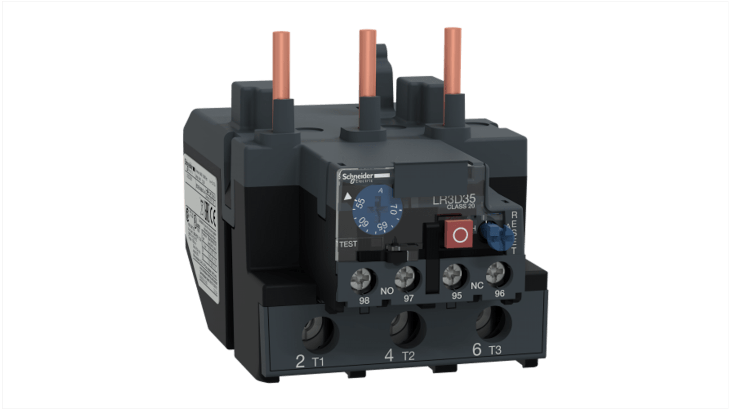 Schneider Electric Thermal Overload Relay 1 NO + 1 NC, 55 → 70 A F.L.C, 5 A Contact Rating, TeSys