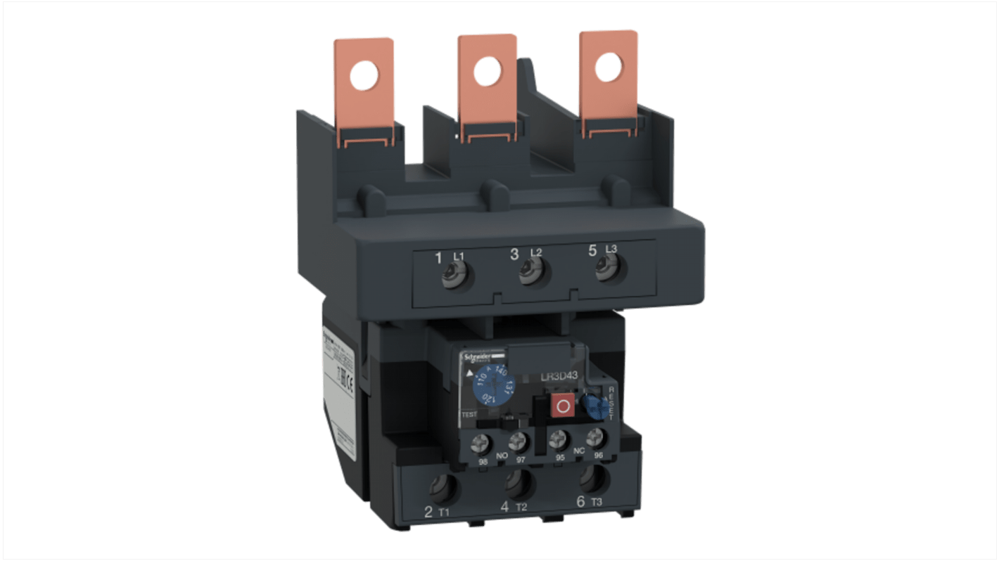 Schneider Electric Thermal Overload Relay 1 NO + 1 NC, 110 → 140 A F.L.C, 5 A Contact Rating, TeSys
