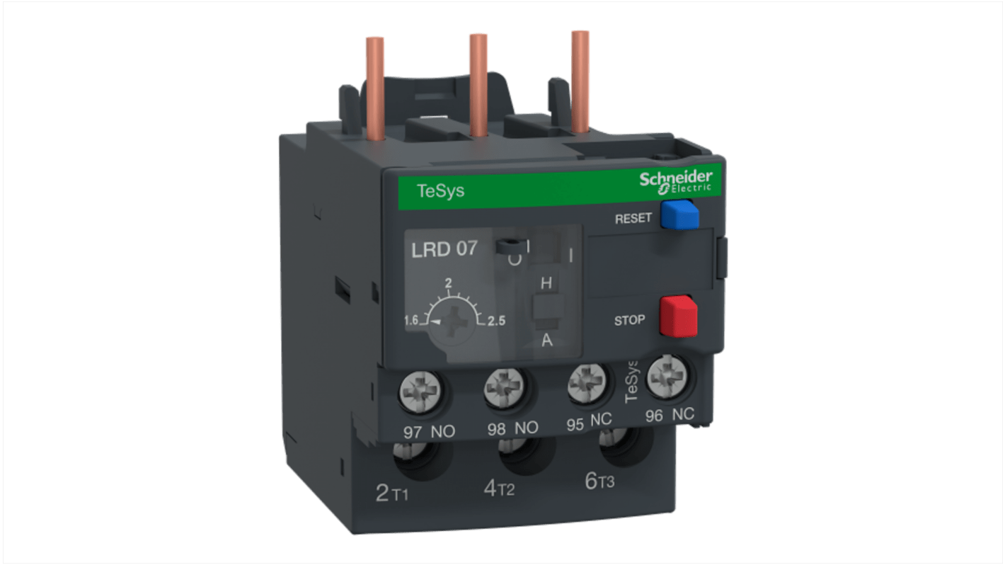 Schneider Electric Thermal Overload Relay 1 NO + 1 NC, 1.6 → 2.5 A F.L.C, 5 A Contact Rating, TeSys