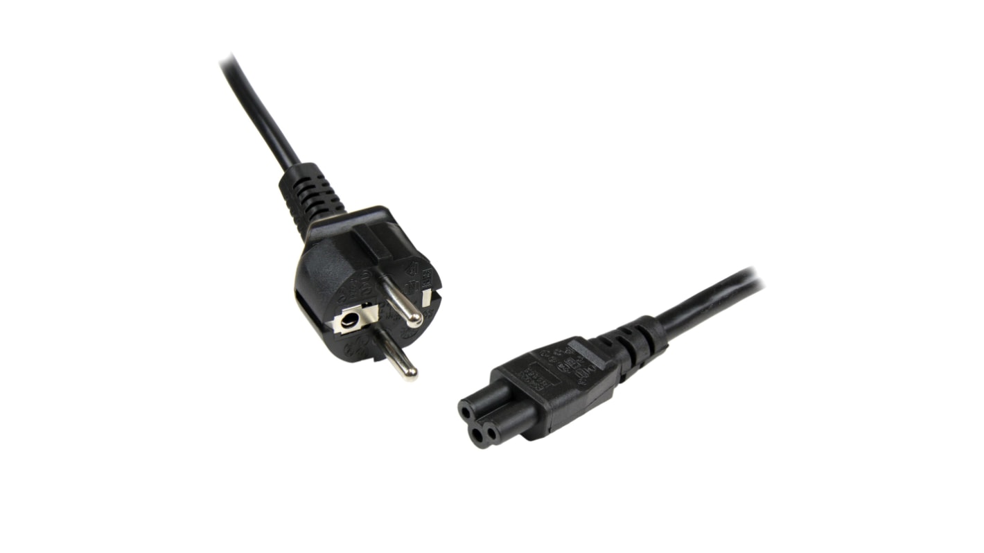 StarTech.com 1m电力电缆, 2.5 A, 250V ac, 0.75 mm2公插公插, 黑色, 符合CE，符合 RoHS 标准标准