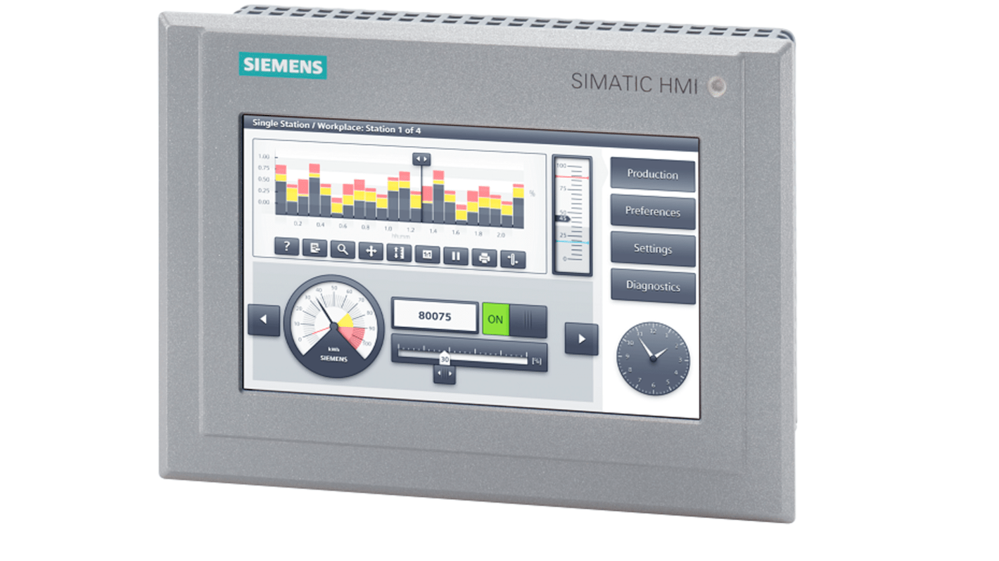 Siemens SIMATIC HMIパネル 7インチ 800 x 480 IP20、IP66