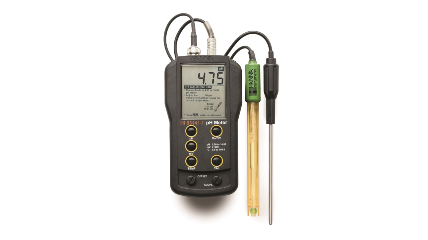 Hanna Instruments pH计, HI-83141-1系列, 最高14pH, 最佳精确度0.01pH, 最低0pH