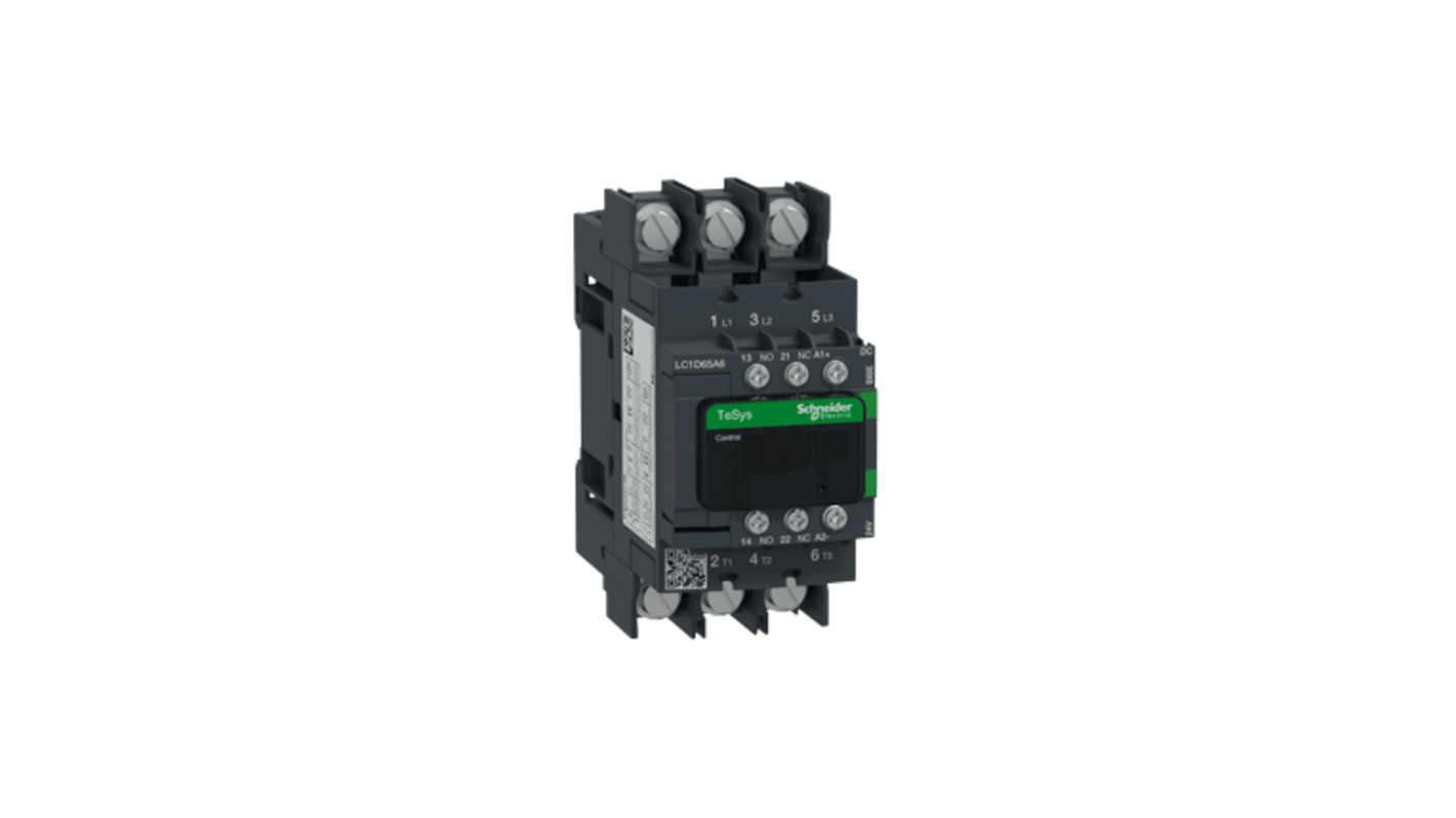 Schneider Electric TeSys D LC1D Contactor, 3-Pole, 65 A, 1 NO + 1 NC