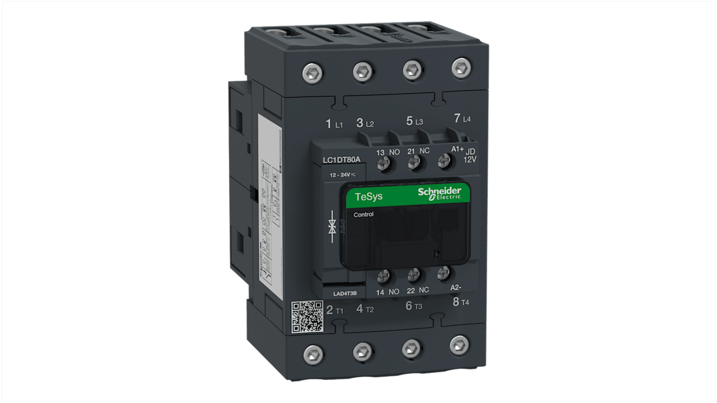 Schneider Electric TeSys D LC1D Contactor, 12 V dc Coil, 4-Pole, 80 A, 4NO