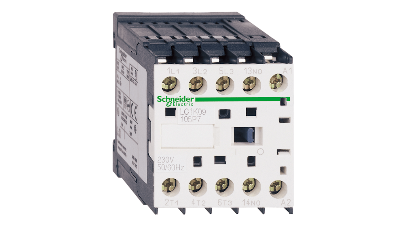 Schneider Electric TeSys K LC1K Contactor, 24 V Coil, 3-Pole, 12 A, 1 NO + 1 NC