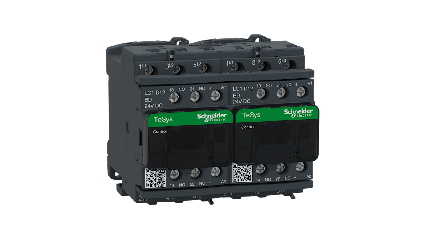 Schneider Electric TeSys D LC2D Reversing Contactor, 3-Pole, 12 A, 1 NO + 1 NC