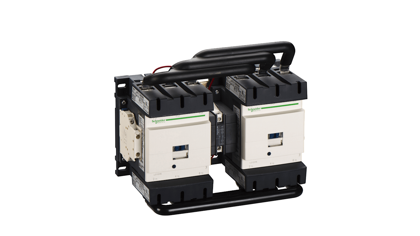 Stycznik odwrotny 220 V AC Schneider Electric styki: 3 160 kW (wewnętrzny trójkąt), 90 kW (szeregowy) 150 A 1 NO + 1 NC