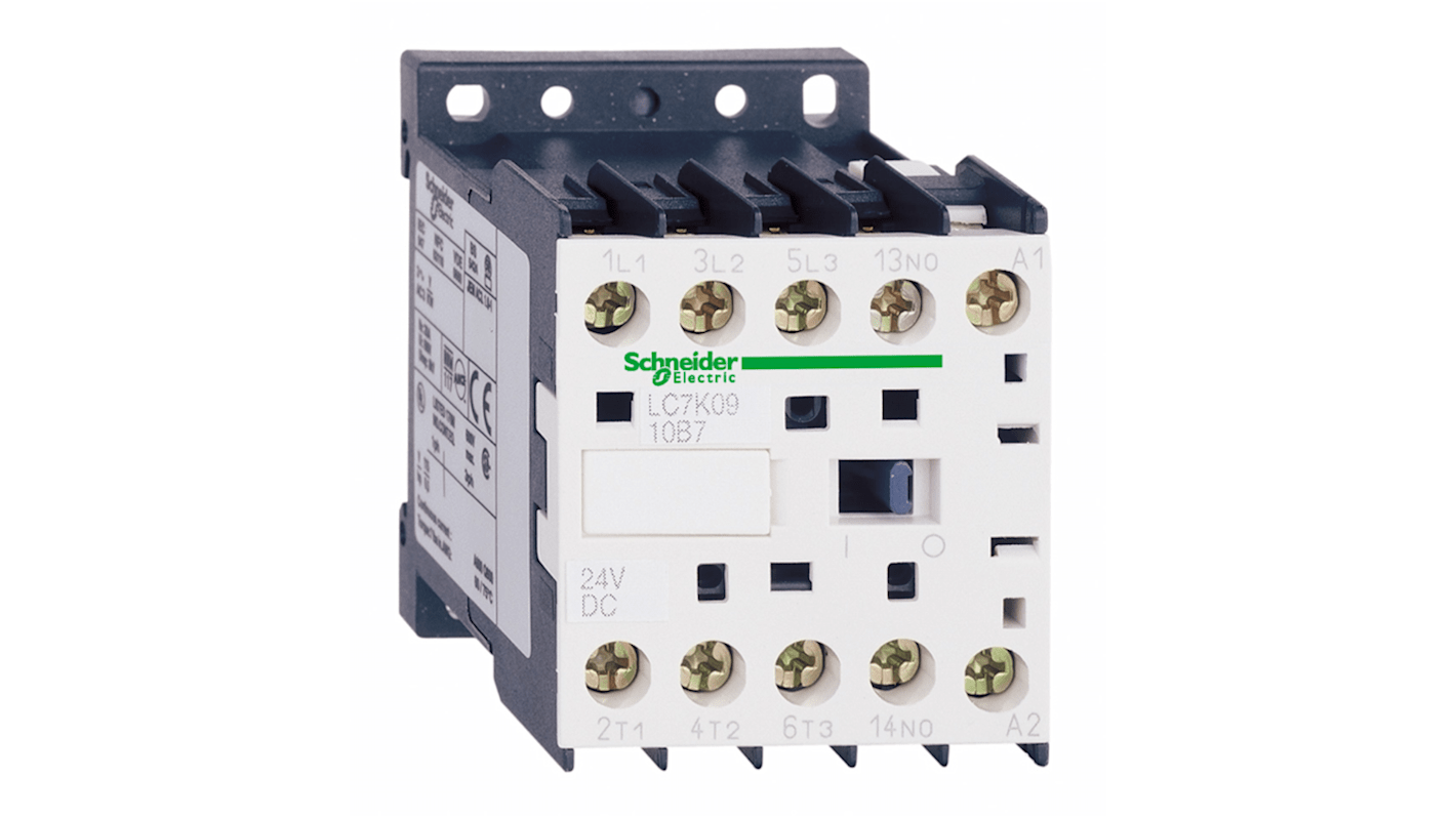 Schneider Electric TeSys K LC7K Contactor, 3-Pole, 9 A, 1 NO + 1 NC