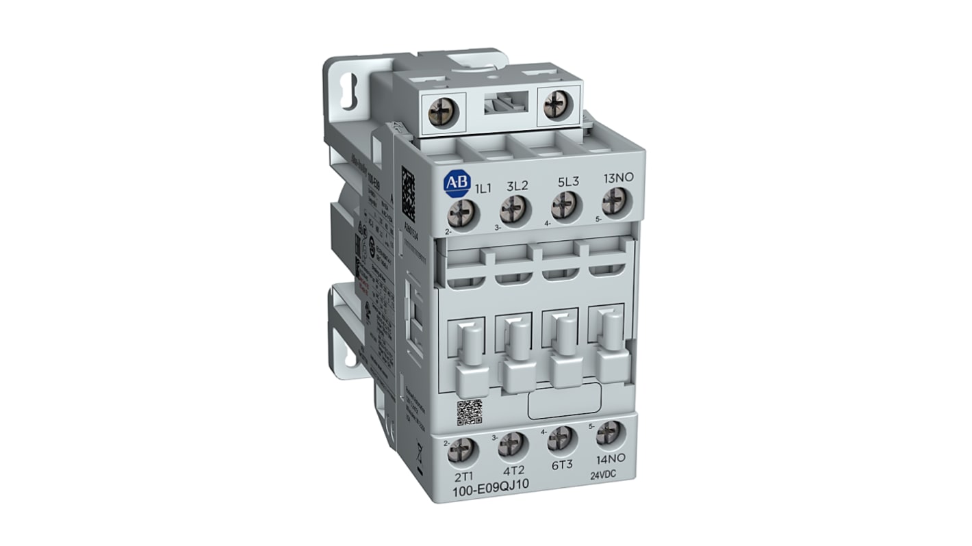 Allen Bradley 100-E16QJ01 100-E Contactors Contactor, 24 V dc Coil, 3-Pole, 16 A, 1NC