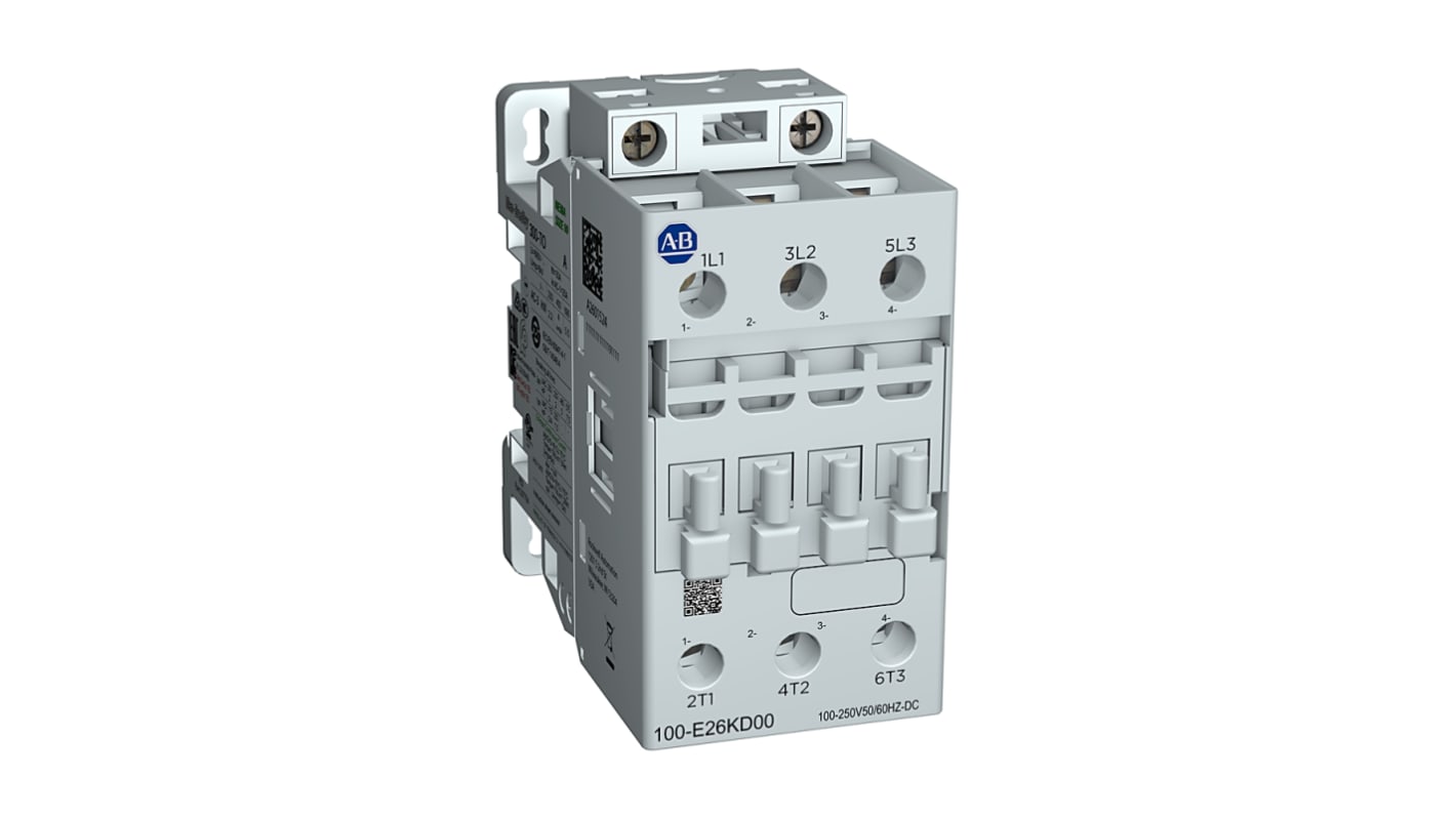 Allen Bradley 100-E26KD00 100-E Contactors Contactor, 100 to 250 V ac Coil, 3-Pole, 26 A, 1NC