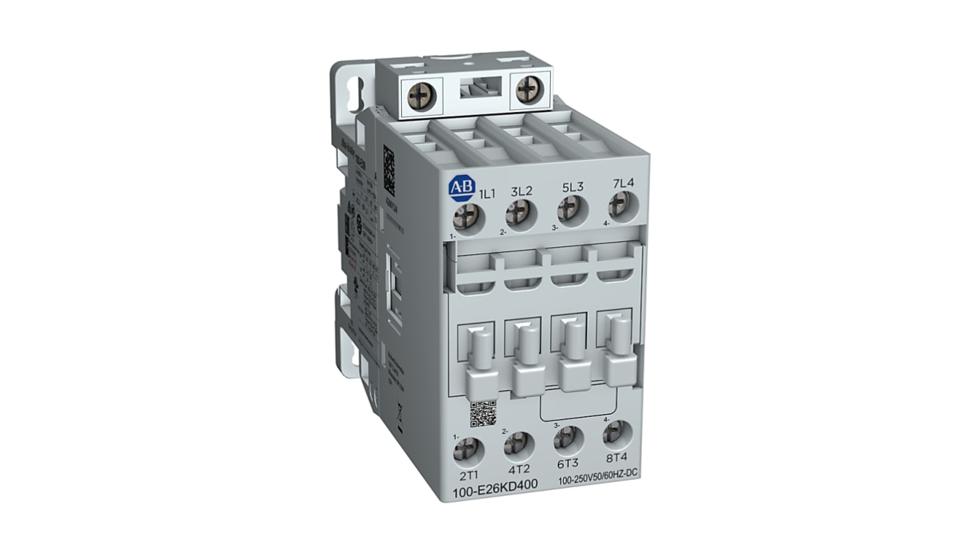 Allen Bradley 100-E26 100-E Contactors Contactor, 100 to 250 V ac Coil, 4-Pole, 45 A, 2NC/2NO