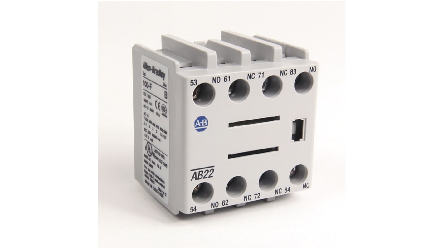 Allen Bradley Auxiliary Contact, 4 Contact, 2NC/2NO, Front Mounting, 100-FAB22 100-C/104-C Contactors
