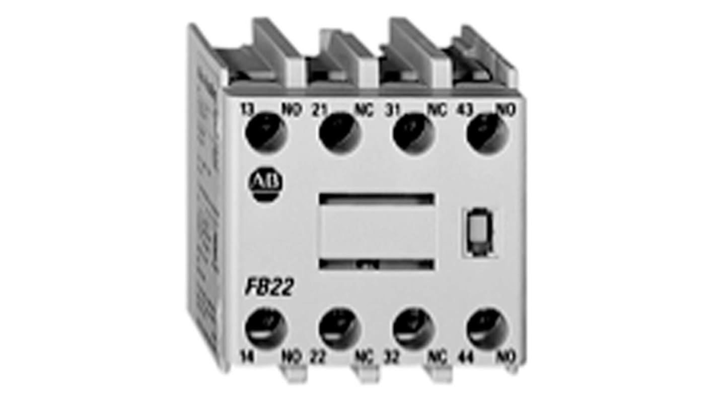Allen Bradley Auxiliary Contact Block, 2 Contact, 1NC/1NO, Front Mounting, 100-FB11 100-E Contactors