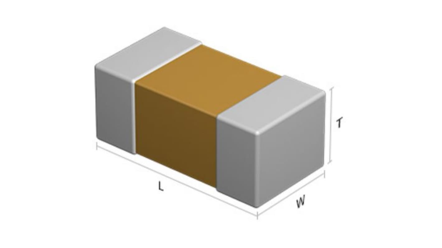 Condensateur céramique multicouche,  CMS, 100nF, 50V c.c., diélectrique : X7R