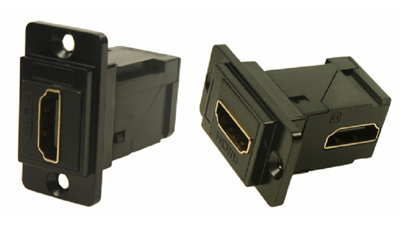 Conector HDMI pasante Hembra, Ángulo de 90° , 35.3 x 19 x 35.5 mm